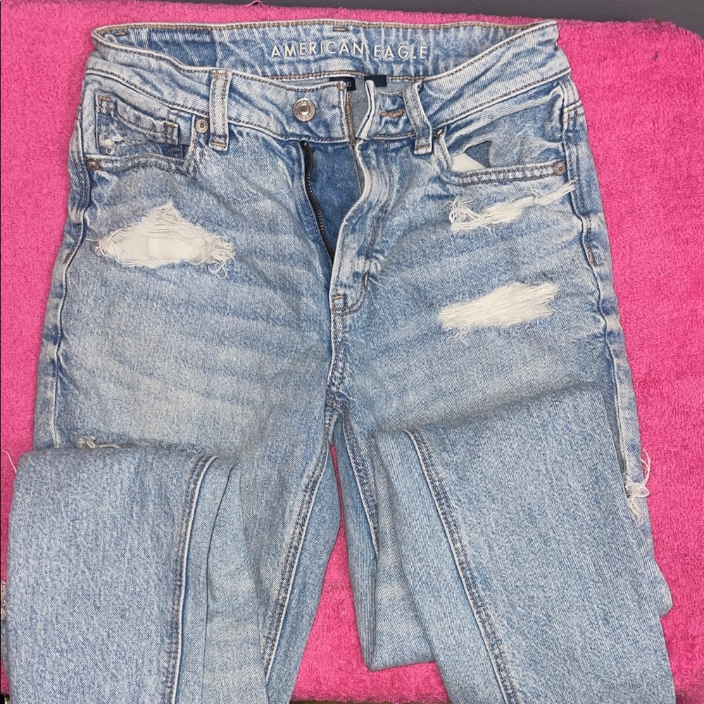 American Eagle Outfitters Distressed Light Blue Skinny Jeans
